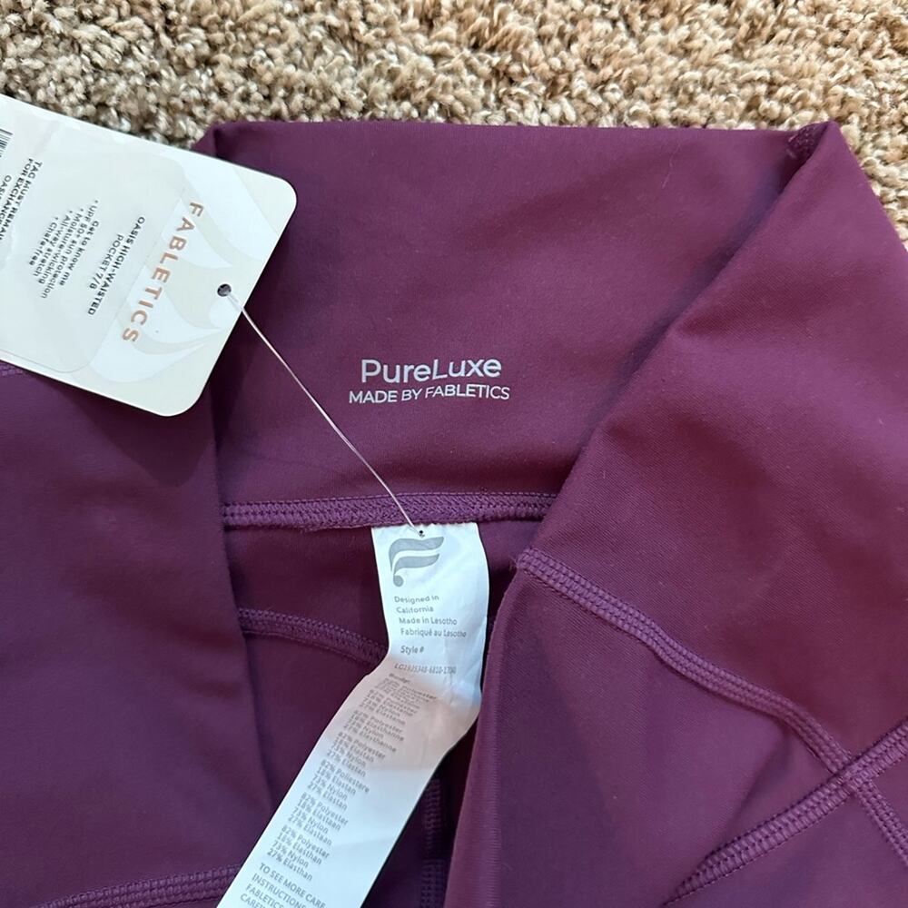 Pure Luxe by Fabletics The Oasis High Waist 7/8 w/pockets, plum purple, NWT, Med - Picture 2 of 8